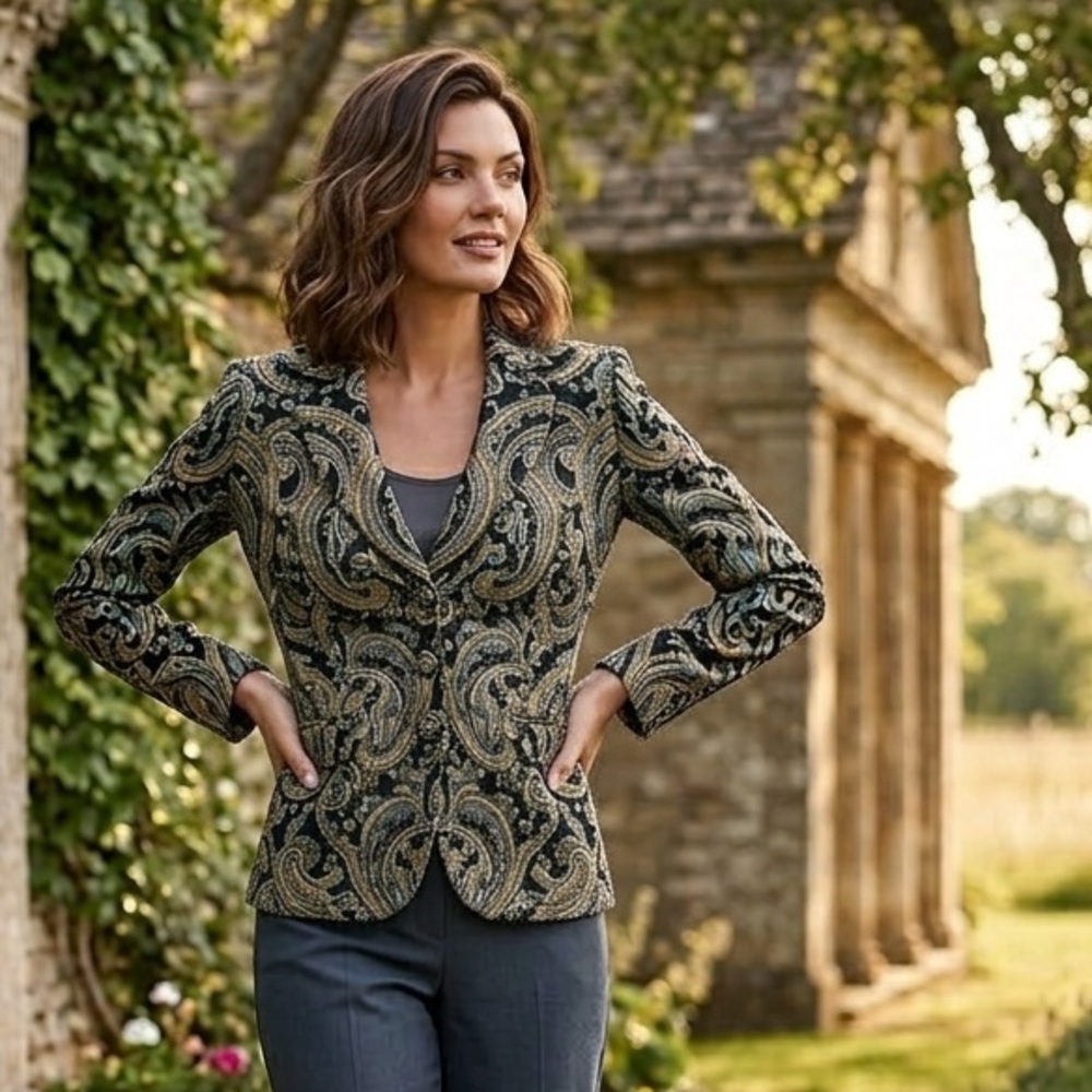 DR2 Paisley Blazer with Charcoal Pants